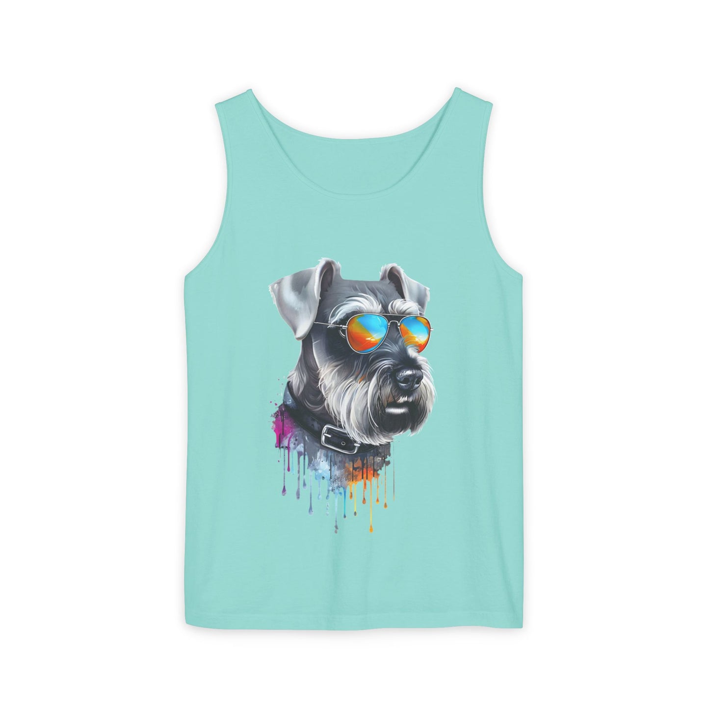 Colorful Schnauzer Art Tank Top - Summer Dog Lover Graphic Tee - Unisex Cotton Sleeveless Shirt