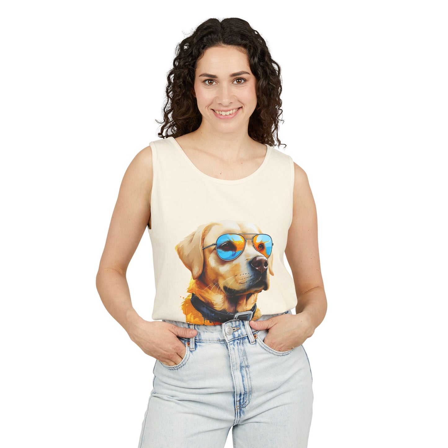 Colorful Labrador Retriever Art Tank Top - Summer Dog Lover Graphic Tee - Unisex Cotton Sleeveless Shirt