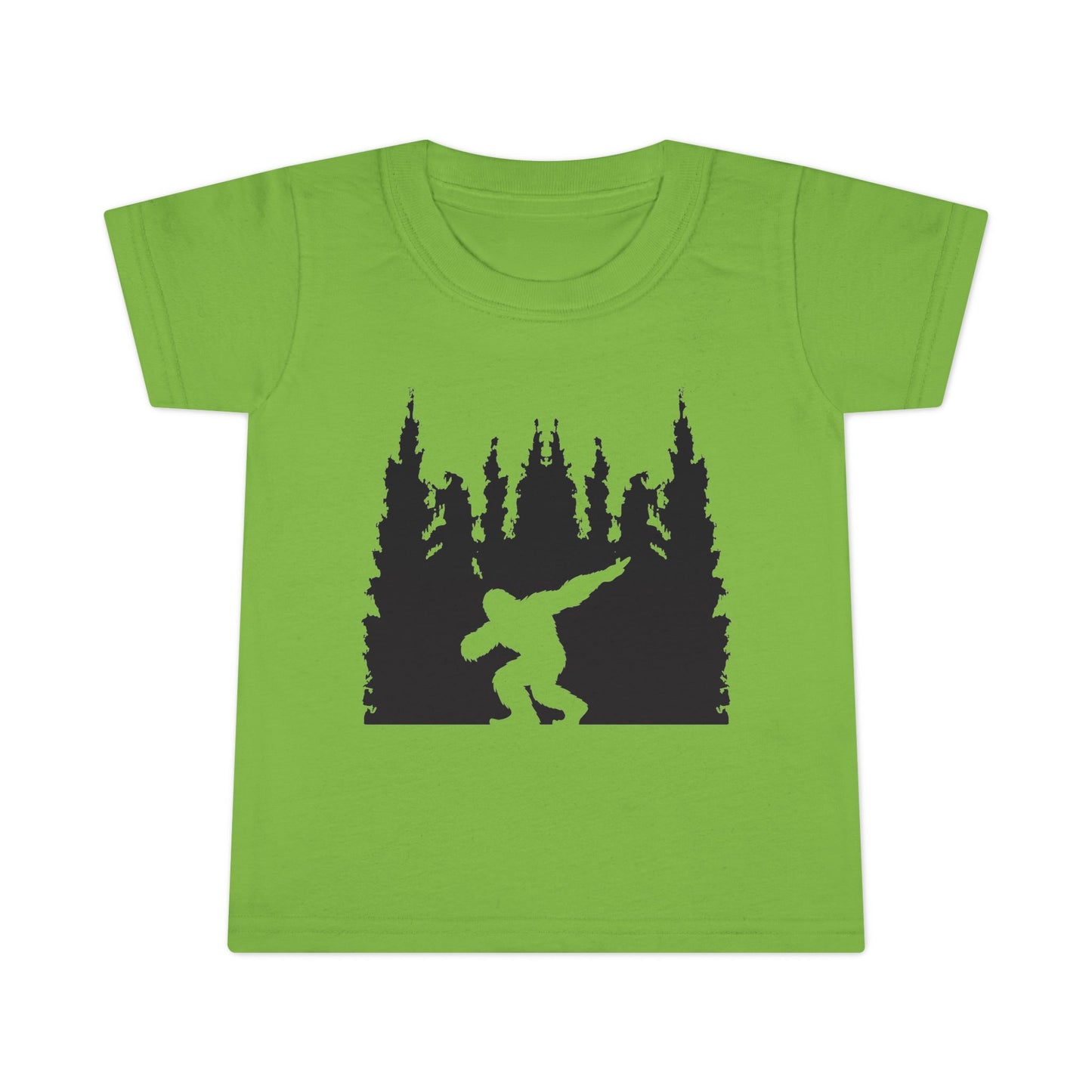 Toddler Bigfoot Adventure T-Shirt | Kids Sasquatch Forest Silhouette Tee | Outdoor Wilderness Shirt | Unisex Children's Cryptid Graphic Tee
