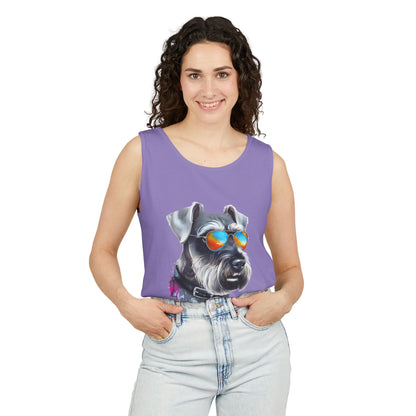 Colorful Schnauzer Art Tank Top - Summer Dog Lover Graphic Tee - Unisex Cotton Sleeveless Shirt