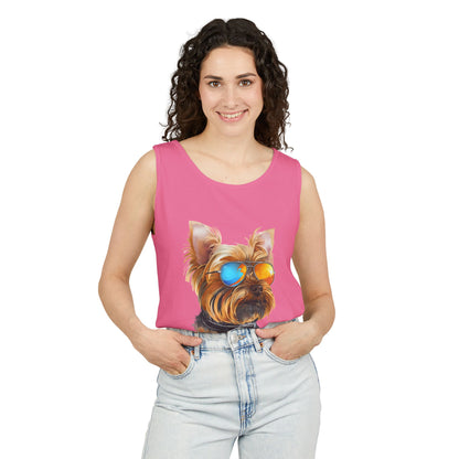 Colorful Yorkie Art Tank Top - Summer Dog Lover Graphic Tee - Unisex Cotton Sleeveless Shirt