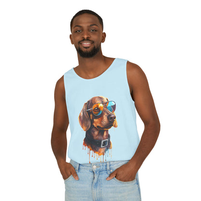 Colorful Dachshund Art Tank Top - Summer Dog Lover Graphic Tee - Unisex Cotton Sleeveless Shirt
