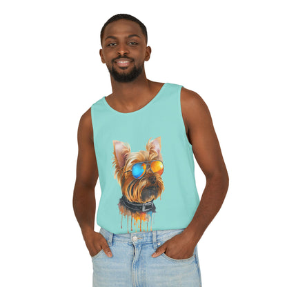 Colorful Yorkie Art Tank Top - Summer Dog Lover Graphic Tee - Unisex Cotton Sleeveless Shirt