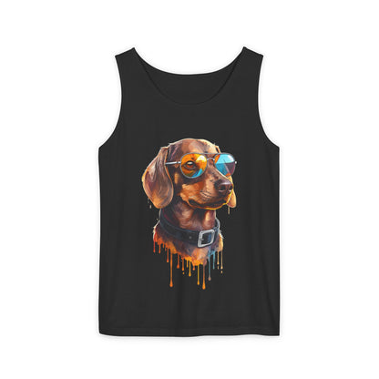 Colorful Dachshund Art Tank Top - Summer Dog Lover Graphic Tee - Unisex Cotton Sleeveless Shirt