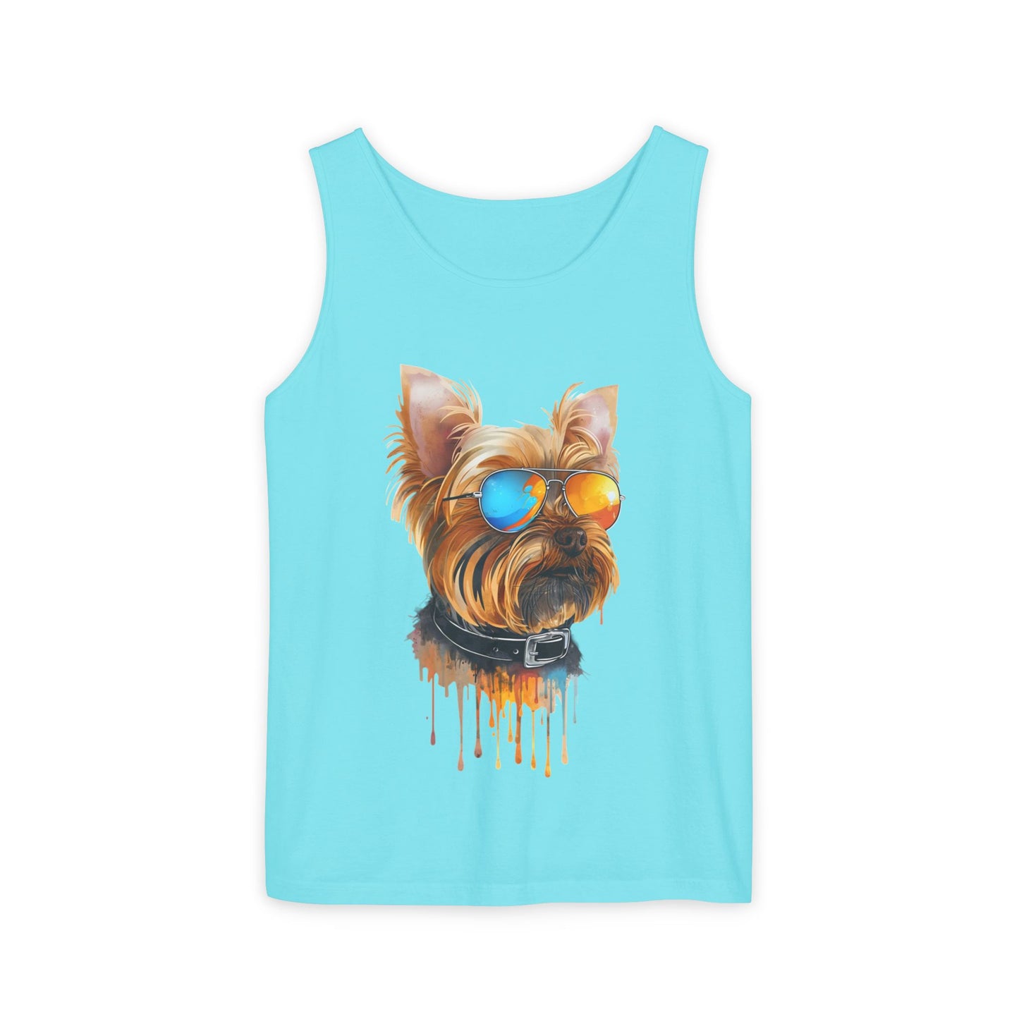 Colorful Yorkie Art Tank Top - Summer Dog Lover Graphic Tee - Unisex Cotton Sleeveless Shirt