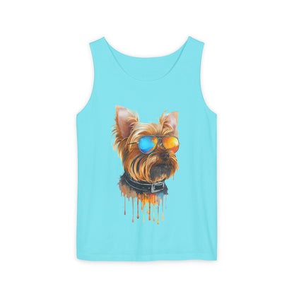 Colorful Yorkie Art Tank Top - Summer Dog Lover Graphic Tee - Unisex Cotton Sleeveless Shirt
