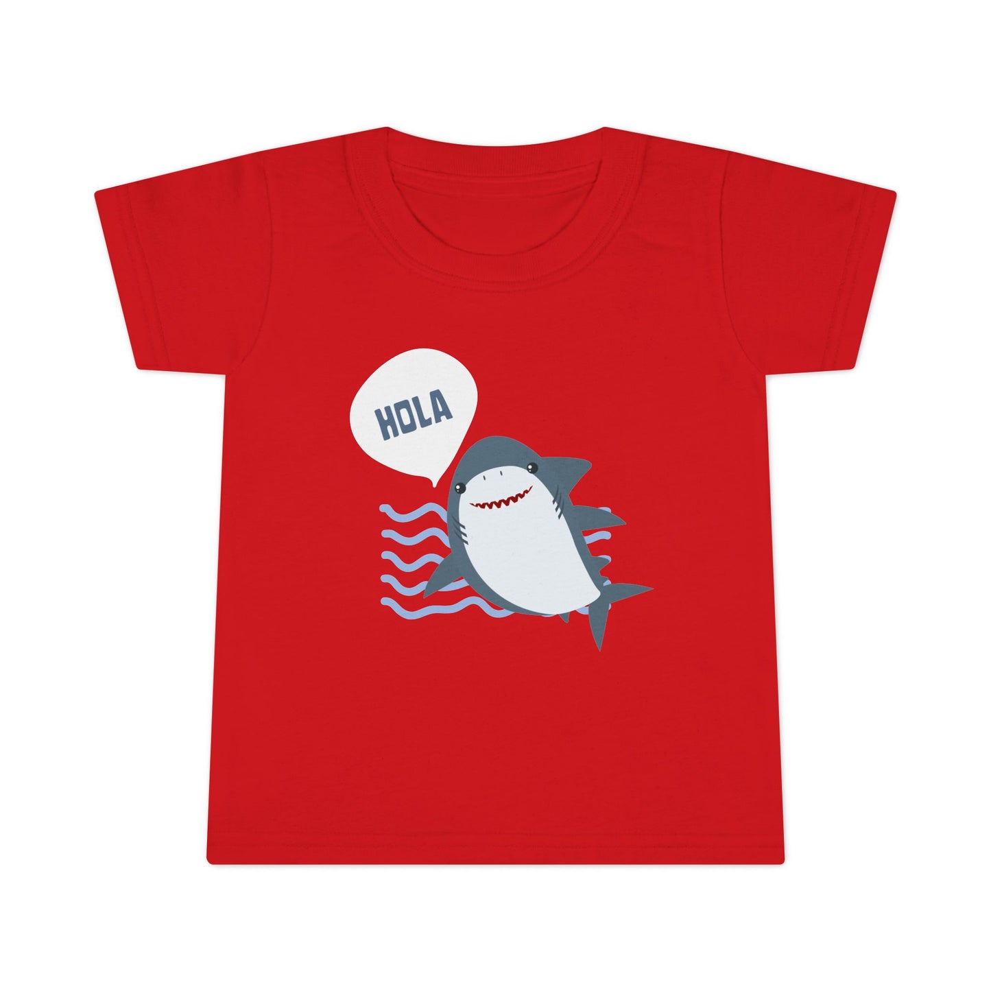 Friendly Shark HOLA - Toddler Fun Spanish Greeting Tee