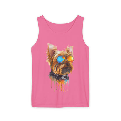 Colorful Yorkie Art Tank Top - Summer Dog Lover Graphic Tee - Unisex Cotton Sleeveless Shirt