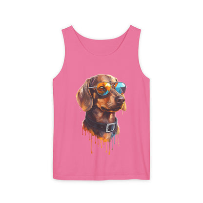 Colorful Dachshund Art Tank Top - Summer Dog Lover Graphic Tee - Unisex Cotton Sleeveless Shirt