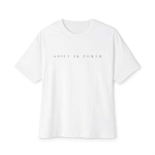 Quiet Is Power Minimalist White T-Shirt | Unisex Boxy Crew Neck Subtle Graphic Tee