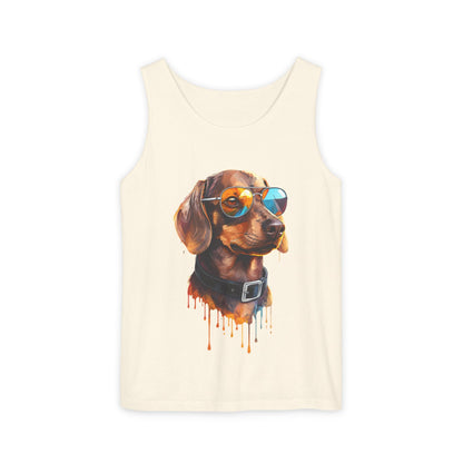Colorful Dachshund Art Tank Top - Summer Dog Lover Graphic Tee - Unisex Cotton Sleeveless Shirt