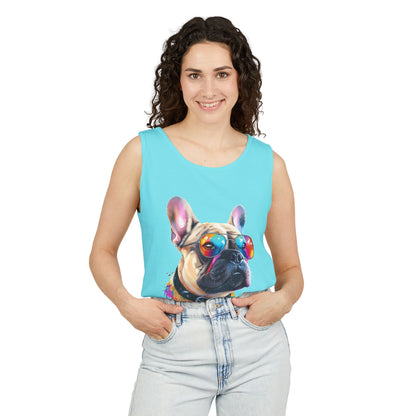 Colorful French Bulldog Art Tank Top - Summer Dog Lover Graphic Tee - Unisex Cotton Sleeveless Shirt