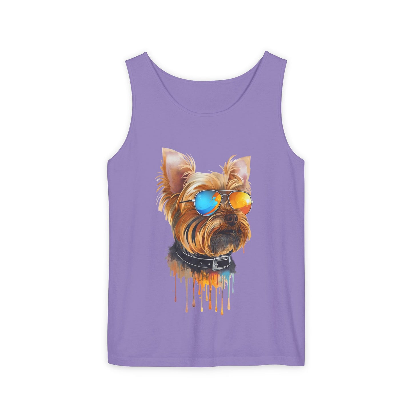 Colorful Yorkie Art Tank Top - Summer Dog Lover Graphic Tee - Unisex Cotton Sleeveless Shirt