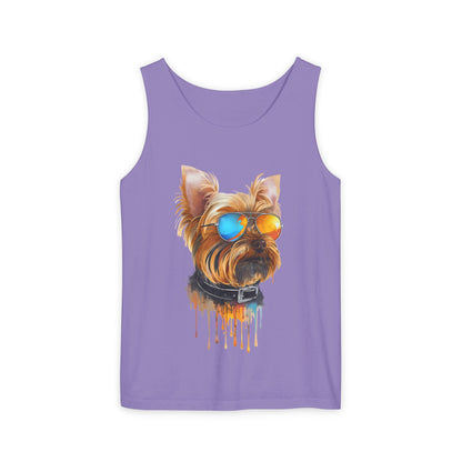 Colorful Yorkie Art Tank Top - Summer Dog Lover Graphic Tee - Unisex Cotton Sleeveless Shirt