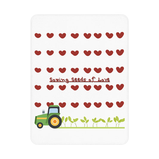 Farm Tractor Heart Blanket - Sowing Seeds of Love Toddler Throw - Nursery Decor Gift