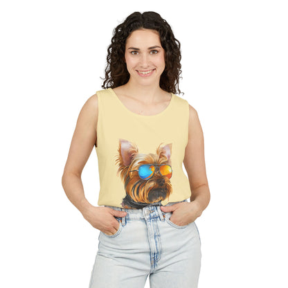 Colorful Yorkie Art Tank Top - Summer Dog Lover Graphic Tee - Unisex Cotton Sleeveless Shirt