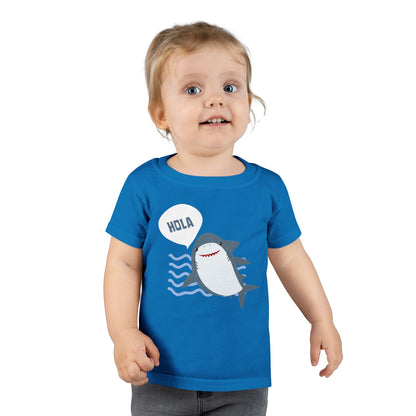 Friendly Shark HOLA - Toddler Fun Spanish Greeting Tee