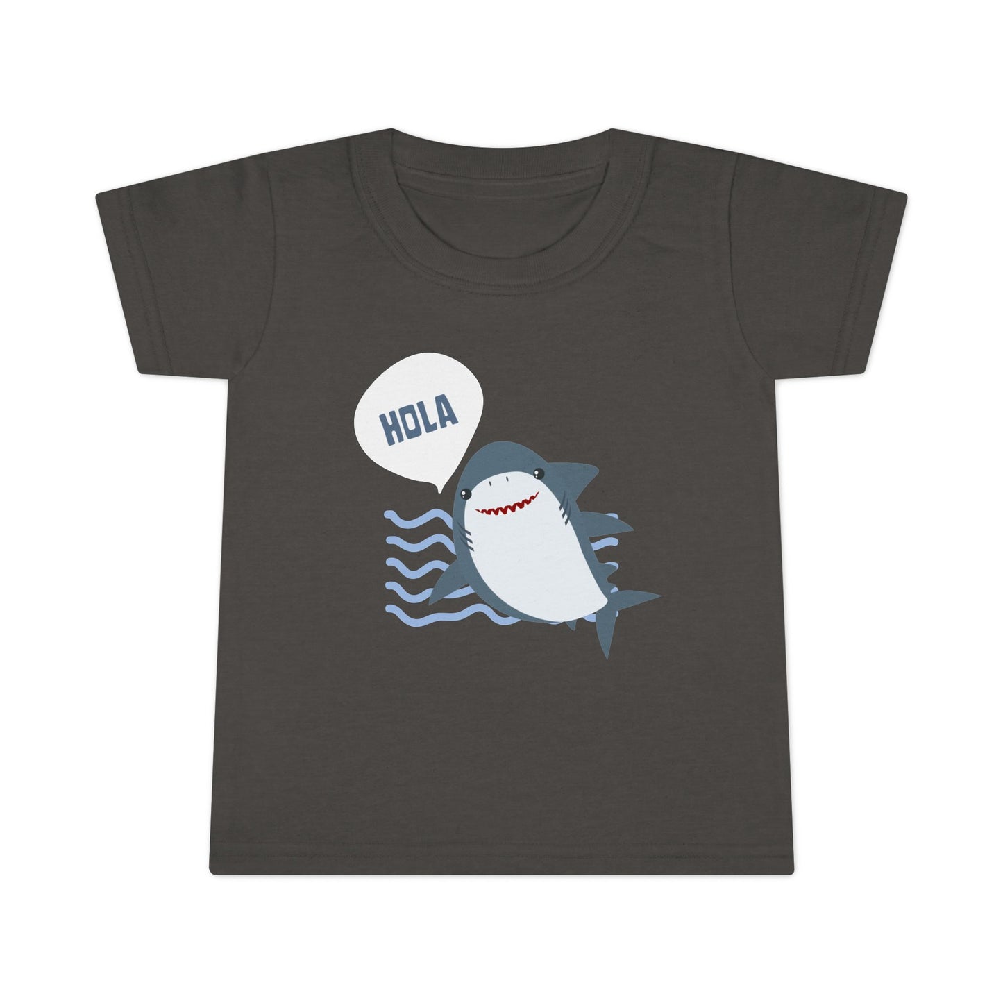 Friendly Shark HOLA - Toddler Fun Spanish Greeting Tee