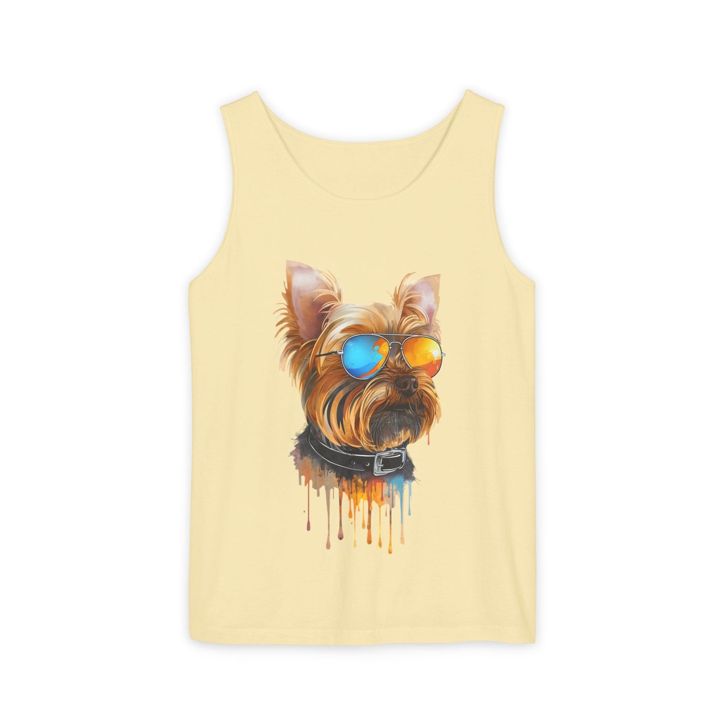 Colorful Yorkie Art Tank Top - Summer Dog Lover Graphic Tee - Unisex Cotton Sleeveless Shirt