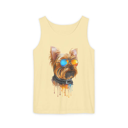 Colorful Yorkie Art Tank Top - Summer Dog Lover Graphic Tee - Unisex Cotton Sleeveless Shirt