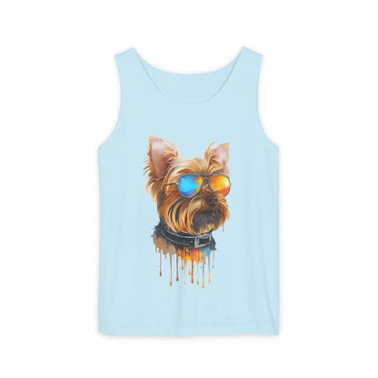 Colorful Yorkie Art Tank Top - Summer Dog Lover Graphic Tee - Unisex Cotton Sleeveless Shirt