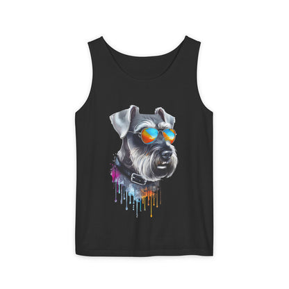 Colorful Schnauzer Art Tank Top - Summer Dog Lover Graphic Tee - Unisex Cotton Sleeveless Shirt