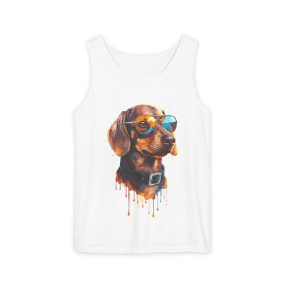 Colorful Dachshund Art Tank Top - Summer Dog Lover Graphic Tee - Unisex Cotton Sleeveless Shirt
