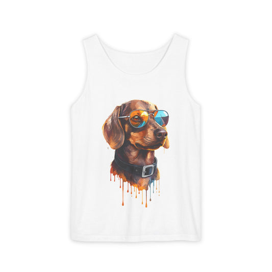 Colorful Dachshund Art Tank Top - Summer Dog Lover Graphic Tee - Unisex Cotton Sleeveless Shirt