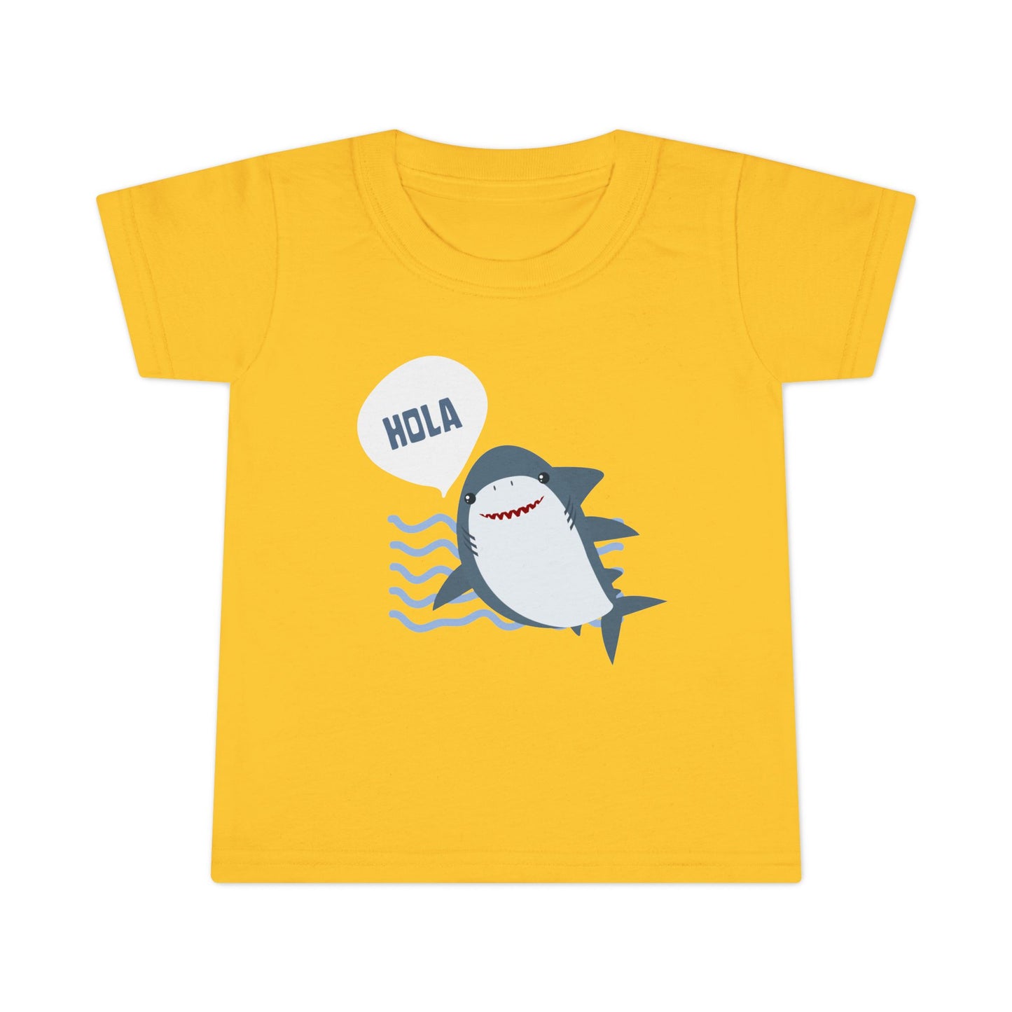 Friendly Shark HOLA - Toddler Fun Spanish Greeting Tee