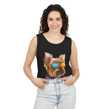 Colorful Yorkie Art Tank Top - Summer Dog Lover Graphic Tee - Unisex Cotton Sleeveless Shirt