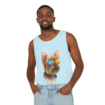 Colorful Yorkie Art Tank Top - Summer Dog Lover Graphic Tee - Unisex Cotton Sleeveless Shirt