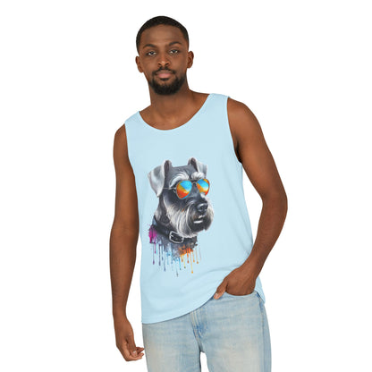Colorful Schnauzer Art Tank Top - Summer Dog Lover Graphic Tee - Unisex Cotton Sleeveless Shirt