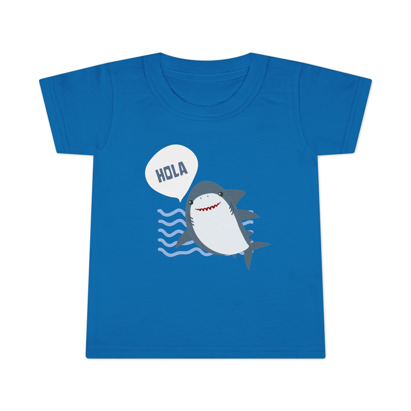 Friendly Shark HOLA - Toddler Fun Spanish Greeting Tee
