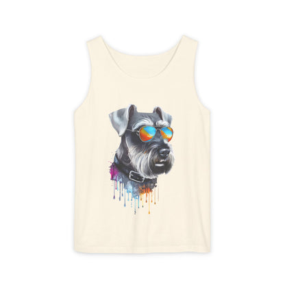 Colorful Schnauzer Art Tank Top - Summer Dog Lover Graphic Tee - Unisex Cotton Sleeveless Shirt