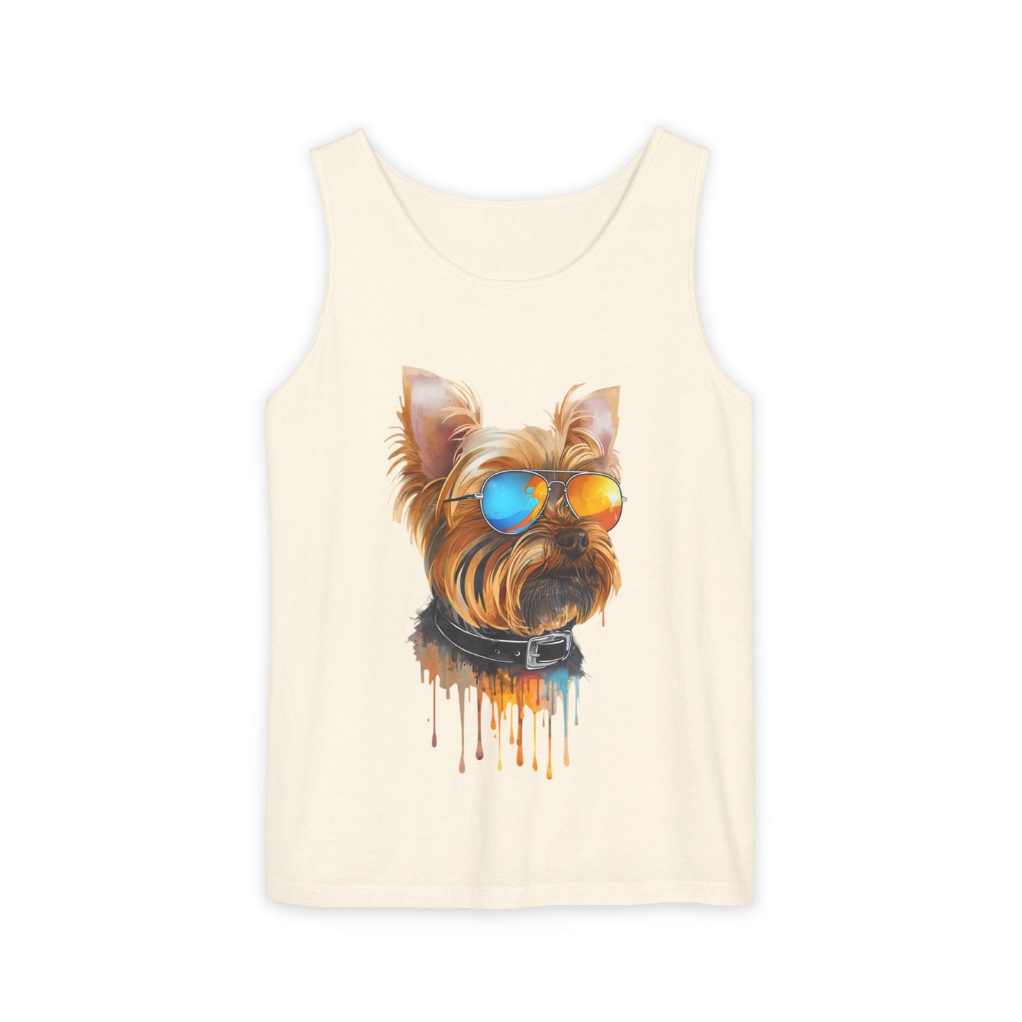 Colorful Yorkie Art Tank Top - Summer Dog Lover Graphic Tee - Unisex Cotton Sleeveless Shirt