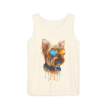 Colorful Yorkie Art Tank Top - Summer Dog Lover Graphic Tee - Unisex Cotton Sleeveless Shirt