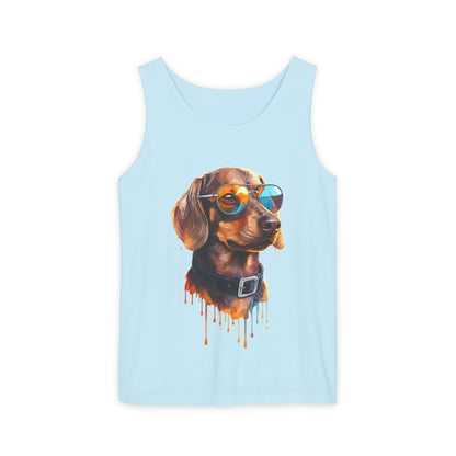 Colorful Dachshund Art Tank Top - Summer Dog Lover Graphic Tee - Unisex Cotton Sleeveless Shirt
