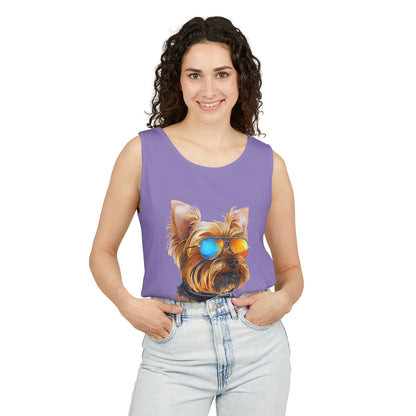 Colorful Yorkie Art Tank Top - Summer Dog Lover Graphic Tee - Unisex Cotton Sleeveless Shirt