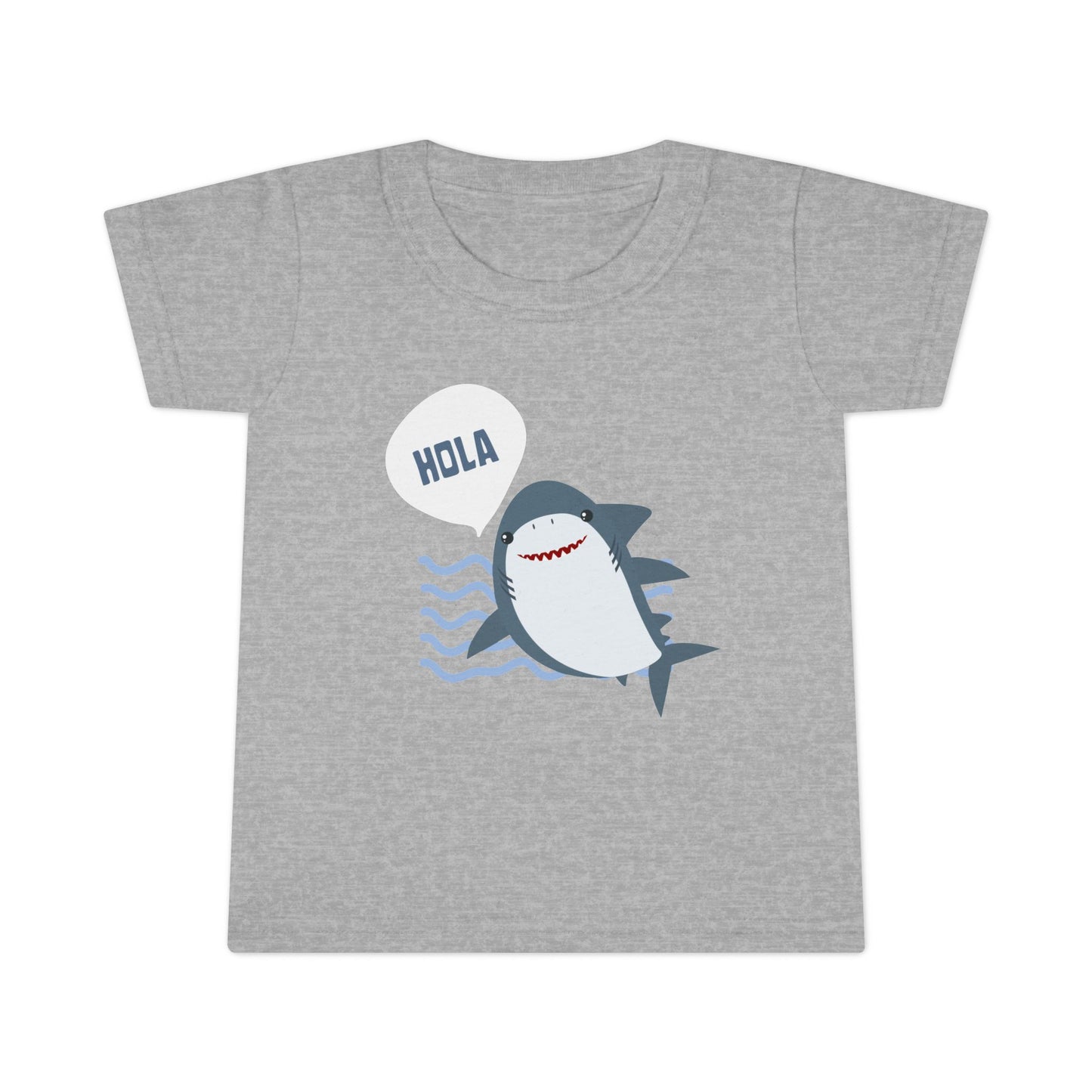 Friendly Shark HOLA - Toddler Fun Spanish Greeting Tee