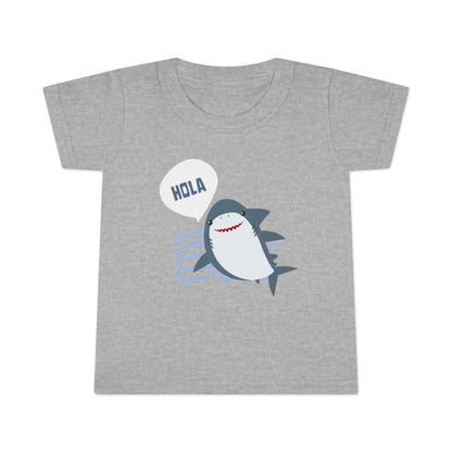 Friendly Shark HOLA - Toddler Fun Spanish Greeting Tee