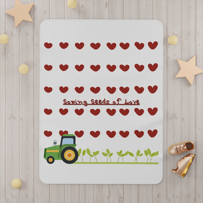 Farm Tractor Heart Blanket - Sowing Seeds of Love Toddler Throw - Nursery Decor Gift