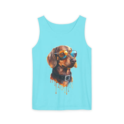 Colorful Dachshund Art Tank Top - Summer Dog Lover Graphic Tee - Unisex Cotton Sleeveless Shirt