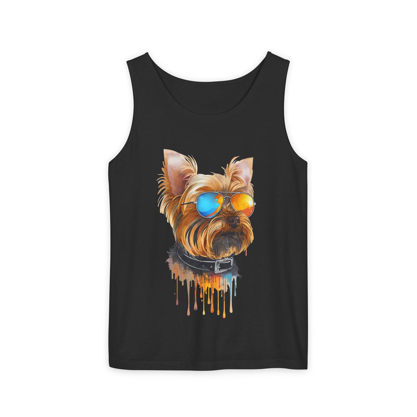 Colorful Yorkie Art Tank Top - Summer Dog Lover Graphic Tee - Unisex Cotton Sleeveless Shirt