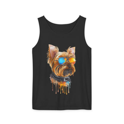 Colorful Yorkie Art Tank Top - Summer Dog Lover Graphic Tee - Unisex Cotton Sleeveless Shirt
