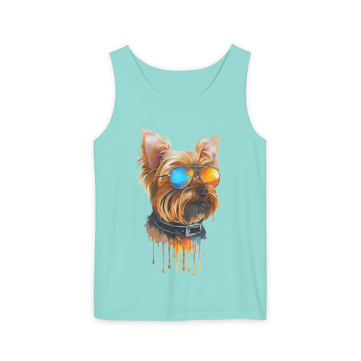 Colorful Yorkie Art Tank Top - Summer Dog Lover Graphic Tee - Unisex Cotton Sleeveless Shirt