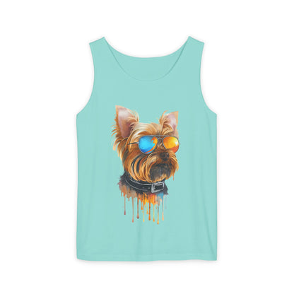 Colorful Yorkie Art Tank Top - Summer Dog Lover Graphic Tee - Unisex Cotton Sleeveless Shirt