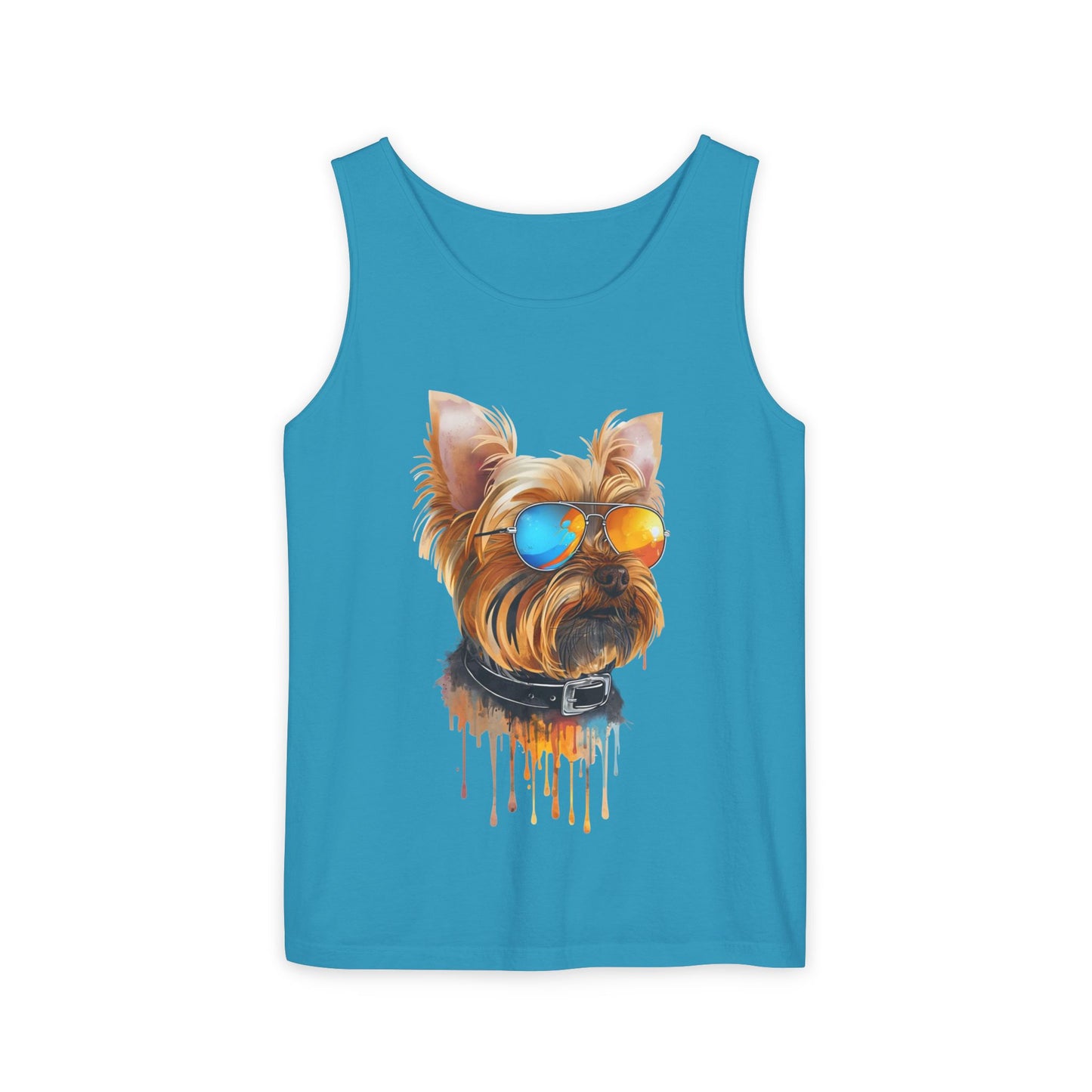 Colorful Yorkie Art Tank Top - Summer Dog Lover Graphic Tee - Unisex Cotton Sleeveless Shirt