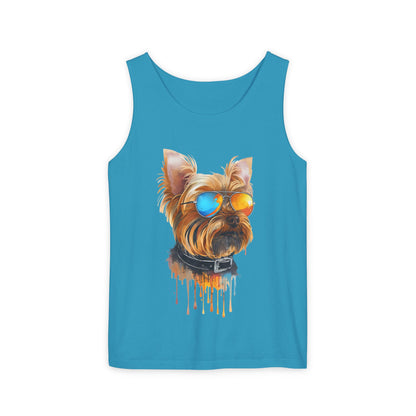 Colorful Yorkie Art Tank Top - Summer Dog Lover Graphic Tee - Unisex Cotton Sleeveless Shirt