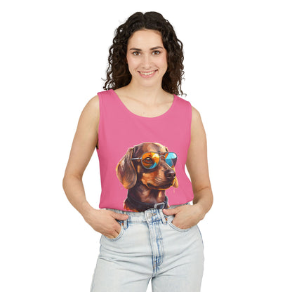 Colorful Dachshund Art Tank Top - Summer Dog Lover Graphic Tee - Unisex Cotton Sleeveless Shirt