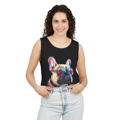 Colorful French Bulldog Art Tank Top - Summer Dog Lover Graphic Tee - Unisex Cotton Sleeveless Shirt